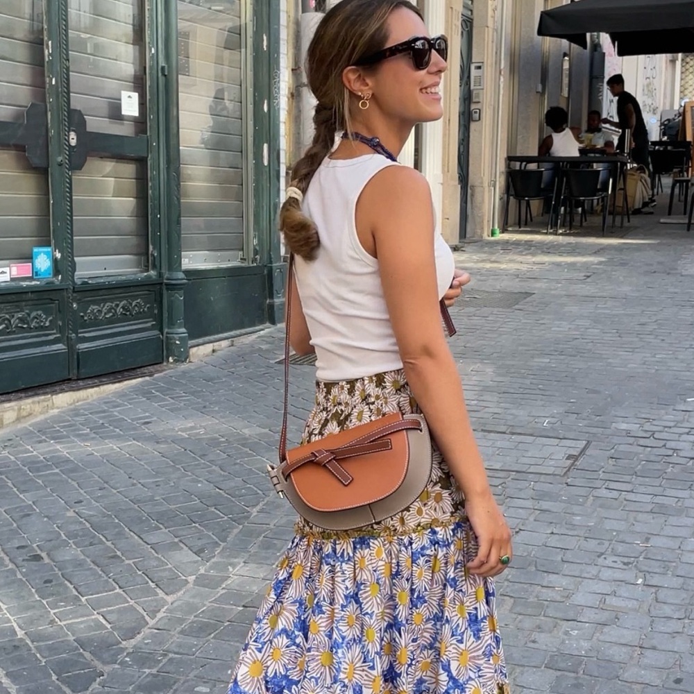 Authentic Loewe mini Gate dual bag in tricolors